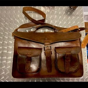 Vintage hand made Full Grain Leather Messenger Bag